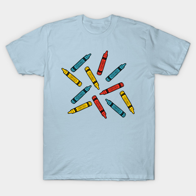 Crayons Blue Pattern Yellow TShirt TeePublic